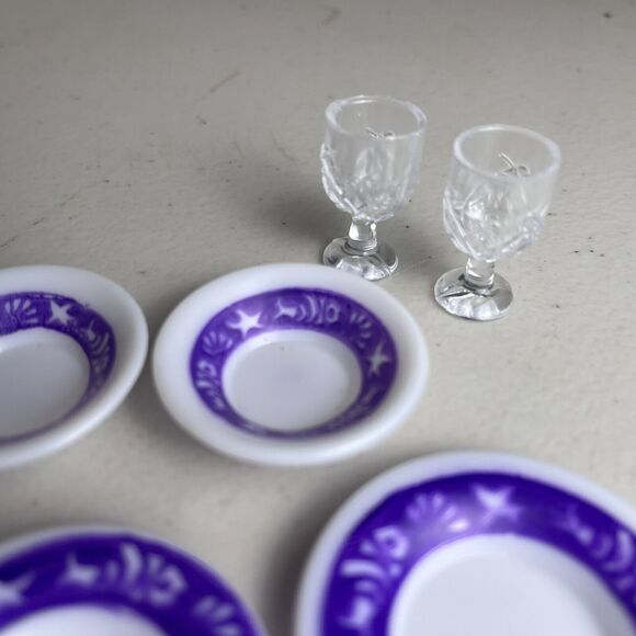 Barbie Doll Dollhouse Miniatures Diorama Kitchen Plate Cutlery Wine Cups Glasses - Picture 6 of 11